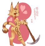  &hearts; anthro butt cat feline female higoro looking_at_viewer looking_back looking_over_shoulder mammal minecraft nude pickaxe pose red_eyes solo standing video_games 