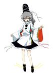  bad_id bad_pixiv_id grey_eyes grey_hair hat japanese_clothes kumadano mononobe_no_futo ponytail simple_background solo tate_eboshi touhou 