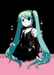  android aqua_hair bridal_gauntlets caffein choker elbow_gloves gloves gothic green_eyes hatsune_miku highres long_hair nail_polish robot_joints solo twintails very_long_hair vocaloid 