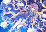  aya003030 blonde_hair dress flower gradient_hair hijiri_byakuren long_hair lotus multicolored_hair open_mouth purple_eyes purple_hair solo touhou two-tone_hair very_long_hair yellow_eyes 