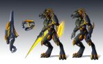  3_fingers 3_toes alien anthro armor avian beak colored digitigrade energy_blade energy_shield energy_sword energy_weapon eye_scar facial_scar feather_hair feathered_crest feathers feet fingers halo_(series) head_crest hi_res holding_melee_weapon holding_object holding_weapon kig-yar lady_ahiru male melee_weapon microsoft needle_rifle plasma_pistol pseudo_hair pupils red_sclera scalie scar slit_pupils solo sword t'vaoan toes weapon xbox_game_studios yellow_eyes 