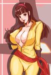  bodysuit breasts brown_hair center_opening cleavage erect_nipples gloves large_breasts mazinger_(series) mazinger_z pilot_suit skin_tight tight_clothing touei yumi_sayaka 