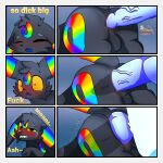 1:1 anal ass_up big_penis blue_penis blush bodily_fluids border crying eeveelution english_text fan_character feral generation_2_pokemon genitals groan hi_res knot lipe_(character) male male/male nintendo penetration penis pokemon pokemon_(species) profanity tears text umbreon white_border xevie_eevee_(artist) xevie_eevewhite_(character)