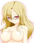  blush breasts brown_hair female glasses kiryuu_moeka long_hair solo steins;gate 