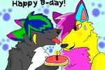  blush cake candle canine cute female food happy_birthday licking male mammal moonstar_wolf paws sweat tongue unknown_artist wolf 