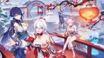  4girls absurdres bad_source bare_shoulders black_gloves black_pantyhose blue_eyes breasts bronya_zaychik character_snowman china_dress chinese_clothes cleavage closed_mouth detached_sleeves dress elysia_(hi_love_elf)_(honkai_impact) elysia_(honkai_impact) elysia_(lunar_grace)_(honkai_impact) gloves high_ponytail highres honkai_(series) honkai_impact_3rd kiana_kaslana kiana_kaslana_(ba-dum!_fiery_wishing_star) large_breasts long_hair long_sleeves multiple_girls official_art official_wallpaper open_mouth outdoors pantyhose pink_hair ponytail purple_eyes purple_hair raiden_mei raiden_mei_(xentinel:_dawnbearing_crescent) rita_rossweisse rita_rossweisse_(miss_espionage) seele_vollerei sideboob single_glove smile snowman very_long_hair white_hair 