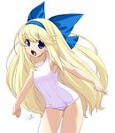  :o blonde_hair blue_eyes blue_hairband blush bow child covered_navel flat_chest hair_bow hairband hands hips long_hair looking_at_viewer mizuki_gyokuran one-piece_swimsuit open_mouth original outstretched_arms school_swimsuit signature smile solo spread_arms swimsuit very_long_hair white_school_swimsuit white_swimsuit 