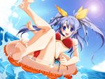  barefoot bikini blue_eyes blue_hair sakuragi_hiroyuki sky swimsuit tagme twintails water wet 