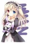  blonde_hair blue_eyes blush boku_wa_tomodachi_ga_sukunai choker doll_hug dress hairband hasegawa_kobato heterochromia lolita_hairband long_hair nozomi_tsubame red_eyes ribbon_choker smile solo stuffed_animal stuffed_bunny stuffed_toy two_side_up wavy_mouth 