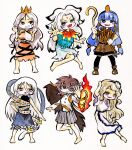  6+girls asymmetrical_wings barefoot black_dress black_hairband black_thighhighs blonde_hair blue_dress blue_eyes blue_hair blush breasts brown_hair brown_mask brown_shirt brown_shorts chirizuka_ubame clenched_hands collared_shirt commentary_request crop_top deformed dress dual_wielding earrings facial_mark fiery_wings forehead_mark fossilized_wonders frilled_sleeves frills full_body gold_headdress gradient_clothes gradient_dress grey_hair grey_skirt grin hair_between_eyes hair_ornament hairband half_mask hand_on_mask headpiece highres holding holding_scepter houjuu_chimi iwanaga_ariya jewelry kabaji key_earrings large_breasts leaf_shirt long_hair long_hair_between_eyes long_sleeves looking_at_viewer mask mask_over_one_eye michigami_nareko multiple_girls open_mouth orange_eyes red_eyes ribbon_around_body scepter shell shell_hair_ornament shirt short_sleeves shorts skeletal_clothes skeletal_wings skirt sleeveless sleeveless_dress smile sphere_hair_ornament stone_skirt thighhighs toes torn_clothes torn_dress touhou traditional_media turtleneck turtleneck_dress two-tone_tank_top very_long_hair watari_nina white_dress white_shirt wings yuiman_asama 