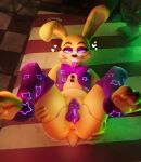 2026 3_toes 3d_(artwork) alcohol anal_wink anthro anus balls beverage bird's-eye_view bottomless bottomless_anthro bottomless_male bow_tie butt checkered checkered_floor clothed clothing darkened_balls darkened_genitalia darkened_penis digital_media_(artwork) electric_fan eyeshadow feet five_nights_at_freddy's five_nights_at_freddy's:_help_wanted flaccid genitals glans glistening glistening_balls glistening_genitalia glistening_penis glitchtrap hand_on_butt hand_on_own_butt heart_symbol hi_res high-angle_view inside lagomorph legwear leporid looking_at_viewer lying lying_on_table makeup male mammal motion_lines on_back open_clothing open_topwear open_vest pawpads paws penis pink_glans presenting presenting_penis purple_balls purple_bow_tie purple_clothing purple_eyes purple_eyeshadow purple_legwear purple_penis purple_thigh_highs purple_tongue purple_topwear purple_vest rabbit scottgames scut_tail short_tail smile smiling_at_viewer solo spread_legs spreading star_print tail thigh_highs toeless_thigh_highs toes tongue topwear vest vincead watermark whiskey yellow_body yellow_pawpads