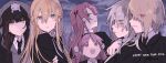  6+girls aikawa_megumi aikawa_megumi_(twilight_maturation) asakura_karen_(heaven_burns_red) asakura_karen_(secret_service's_demolisher)_(heaven_burns_red) black_hair black_suit blonde_hair blue_eyes braid brown_hair glasses green_eyes grey_hair hair_over_one_eye hair_ribbon hair_tie hand_on_another's_shoulder heaven_burns_red highres izumi_yuki izumi_yuki_(night_cruise_attendant) kayamori_ruka kayamori_ruka_(night_cruise_chaperone) kunimi_tama kunimi_tama_(twilight_memories) long_hair looking_at_viewer multiple_girls pink_eyes pink_hair red_eyes ribbon short_hair suit toujou_tsukasa toujou_tsukasa_(secret_service's_silencer) upper_body watanuki_(enu) white_ribbon yellow_eyes 