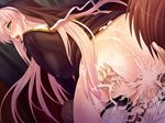  1boy 1girl ahegao ass black_lilith breasts censored fucked_silly game_cg maou_to_seijo penis saliva sex sweat 