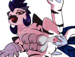  2026 4_fingers 6_breasts 6_limbs anus areola artist_logo artist_name avian backlighting beak bedroom_eyes big_breasts black_beak black_stripes blue_body blue_feathers blue_hair blue_tail breasts claws clitoris collarbone digital_drawing_(artwork) digital_media_(artwork) english_description eyebrows eyelashes fan_character feathered_wings feathers feet female female_feral feral finger_claws fingers friendship_is_magic fur genitals glistening glistening_breasts glistening_eyes grey_areola grey_body grey_claws grey_feathers grey_nipples grey_scutes gryphon hair hasbro hi_res light lighting logo looking_at_viewer lying medium_hair multi_breast my_little_pony mythological_avian mythological_creature mythology narrowed_eyes nipples on_ground on_side one_leg_up open_beak open_mouth pawpads pink_eyelids pink_eyes portrait presenting presenting_vulva raised_leg scuted_hands scutes seductive shaded signature simple_background slim_female slim_feral smile smiling_at_viewer solo spread_legs spread_vulva spreading stripes tail tail_feathers talons text thick_eyelashes three-quarter_portrait toes user001 ventral_groove vulva watermark white_background white_body white_fur white_tail wings 