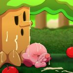 absurd_res after_masturbation apple balls blush bodily_fluids cum cum_drip cum_everywhere cum_on_body cum_on_face cum_on_ground dripping elemental_creature eyes_closed flora_fauna food forest fruit genital_fluids genitals hi_res holding_penis kirby kirby_(series) male masturbation messy nintendo penis plant solo tepigfan101 tree vein veiny_penis waddling_head whispy_woods