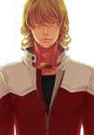  barnaby_brooks_jr blonde_hair glasses green_eyes jacket jewelry male_focus necklace oioi realistic red_jacket solo tears tiger_&amp;_bunny 