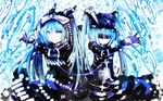  2girls blue_eyes blue_hair goth-loli hatsune_miku lolita_fashion mecha tone_g twintails 