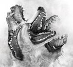 2023 ambiguous_form ambiguous_gender bone canid christopher_stoll digital_drawing_(artwork) digital_media_(artwork) fangs greyscale headshot_portrait hi_res mammal monochrome monster multi_mouth open_mouth portrait skull snout solo teeth twitter_handle