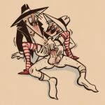 black_spy blush chest_scar clothing dueling-jester duo genitals half_naked hi_res humanoid legwear male male/male pattern_clothing pattern_legwear penetration penis scar spread_legs spreading spy_vs_spy striped_clothing striped_legwear stripes topwear trans_(lore) trans_man_(lore) vein veiny_penis white_spy