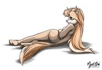  crystie female green_eyes lol_comments mammal mink mustelid mysticalpha nude pinup plain_background pose solo white_background 