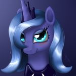  alicorn blue_hair blush cute equine female feral friendship_is_magic hair hasbro horn horse long_hair mammal my_little_pony pegacorn plain_background pony portrait princess_luna_(mlp) solo sonicrainboom93 tyruas unicorn 