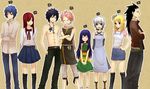  4girls bad_id bad_pixiv_id buranko erza_scarlet fairy_tail gajeel_redfox gray_fullbuster hand_in_pocket hand_on_hip height_chart highres jellal_fernandes jewelry lineup lisanna_strauss lucy_heartfilia multiple_boys multiple_girls natsu_dragneel necklace wendy_marvell 