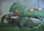  ambiguous_gender anthro butt duo generation_3_pokemon green_body grovyle hi_res leaf leaf_hair leaf_tail monobutt multicolored_body nintendo plant plant_hair pokemon pokemon_(species) pseudo_hair red_body sceptile semi-anthro tail two_tone_body yellow_sclera ys419 