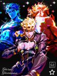  3boys birthmark dio_brando ear_birthmark family father_and_child father_and_son giorno_giovanna highres joestar_birthmark jojo_no_kimyou_na_bouken jojo_pose jonathan_joestar male_focus maskoo185826 multiple_boys parent_and_child phantom_blood stardust_crusaders vento_aureo victory_rolls 