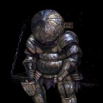  1boy armet armor artist_name black_background chain chainmail dark_souls_(series) dark_souls_i full_armor helm helmet knight looking_down male_focus pixel_art pixel_hagl siegmeyer_of_catarina simple_background sitting solo 