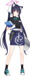  1girl animal_ear_fluff animal_ears apron arm_at_side belt black_hair black_shirt black_shoes black_socks blue_apron blue_archive blue_ribbon breasts cat_ears clipboard closed_mouth clothes_writing collared_shirt cross-laced_shoes full_body game_asset gun hair_ribbon halo hand_up handgun happy highres holding holding_clipboard holding_tray holster holstered hwansang id_card large_variant_set legs long_hair looking_at_viewer neck_ribbon official_art pigeon-toed pink_halo red_eyes ribbon serika_(blue_archive) shirt shoes short_sleeves sidelocks simple_background slit_pupils small_breasts smile sneakers socks solo standing tachi-e third-party_source translation_request transparent_background tray twintails variant_set very_long_hair waist_apron waitress watch weapon white_head_scarf wristwatch 