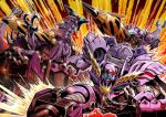  armor beast_wars beast_wars_ii blue_eyes claws clenched_teeth commentary_request dragon drill_tank galvatron_(bwii) gatling_gun gem_in_body green_eyes highres horns mecha oohara_tetsuya pauldrons predacon robot science_fiction shoulder_armor solo teeth transformers 