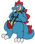  2018 bdsm collar crocodilian erection feraligatr harness male nintendo penis pok&eacute;mon pok&eacute;mon_(species) reptile scalie solo spiked_collar spikes standing tongue trout_(artist) video_games 