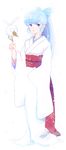  akota bird blue_eyes blue_hair face japanese_clothes kimono long_hair oyuki_(urusei_yatsura) ponytail simple_background solo urusei_yatsura 