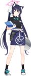  1girl animal_ear_fluff animal_ears apron arm_at_side belt black_hair black_shirt black_shoes black_socks blue_apron blue_archive blue_ribbon breasts cat_ears clipboard closed_eyes closed_mouth clothes_writing collared_shirt cross-laced_shoes expressionless facing_viewer full_body game_asset gun hair_ribbon halo hand_up handgun highres holding holding_clipboard holding_tray holster holstered hwansang id_card large_variant_set legs long_hair neck_ribbon official_art pigeon-toed pink_halo ribbon serika_(blue_archive) shirt shoes short_sleeves sidelocks simple_background small_breasts sneakers socks solo standing tachi-e third-party_source translation_request transparent_background tray twintails u_u variant_set very_long_hair waist_apron waitress watch weapon white_head_scarf wristwatch 