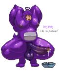 antenna_hair antennae_(anatomy) anthro anthrofied arms_above_head balls bangs barazoku big_nipples big_penis bodily_fluids crouching custard_(food) dessert dripping embarrassed english_text food foreskin fur genital_fluids genitals hair hands_behind_back heavy_balls hi_res light-skinned_male light_body light_skin long_penis male nipples pecs penis precum precum_bubble precum_drip precum_string pudding purple_body purple_fur purple_skin raised_arms ritcherr saggy_balls simple_background slendytubbies slightly_chubby solo solo_focus swept_bangs tail tail_tuft talking_to_viewer teletubbies text tinky_winky_(slendytubbies) tinky_winky_(teletubbies) tuft white_background