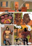2026 5_fingers alcohol anthro back_muscles backyard barbecue bear beer better_version_at_paywall beverage beverage_can big_muscles black_hair bottomwear brown_bear brown_body burger_patty butt clothed clothing collared_shirt colored comic cooking detailed dialogue digital_drawing_(artwork) digital_media_(artwork) duo english_text equid equine evening eyewear fingers freddy_(purplebirdman) glasses green_clothing green_hat green_headwear hair hat headgear headwear horse long_hair long_socks male mammal multiple_scenes muscular muscular_anthro muscular_male nipples orange_clothing orange_shirt orange_topwear outside pants papa_bear partially_clothed purplebirdman ricky_(purplebirdman) shaded shirt shorts spanish speech_bubble sunset sweatpants teeth text tooth_gap topless topless_anthro topless_male topwear url ursine wearing_glasses