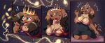 alternate_costume anthro big_breasts blue_eyes breast_growth breasts brown_body brown_fur canid canine canis cleavage clothed clothing clothing_swap coin colored confusion crown domestic_dog dress female fur gender_transformation growth happy headgear hi_res identity_death king kneeling magic male mammal mind_alteration mtf_transformation personality_change princess richter_(royale_harem) royale_harem royalty ruby_(royale_harem) sequence shrubie_fox solo spiral spiral_eyes tail tail_motion tailwag thick_thighs tiara tongue tongue_out transformation