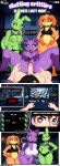 absurd_res anthro black_sclera bodily_fluids breasts canid canine canis catnap_(poppy_playtime) chest_tuft close-up clothed clothing clothing_aside comic critters_(poppy_playtime) crossover dogday_(poppy_playtime) domestic_cat domestic_dog english_text erection felid feline felis female first_person_view five_nights_at_freddy's genital_fluids genitals glans gradient_background green_body grey_eyes group hi_res hoppy_hopscotch human imminent_sex kevwrite lagomorph leporid looking_at_viewer male male/female mammal mob_entertainment nipples orange_body panties panties_aside panties_down partially_clothed penetration penis poppy_playtime pov_hands profanity pubes purple_body rabbit scottgames simple_background small_breasts smile smiling_at_viewer smiling_critters speech_bubble text tuft underwear underwear_aside underwear_down vaginal vaginal_fluids vaginal_penetration vein vulva william_afton_(fnaf)