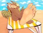 5_toes anthro beach butt claws dunce-leaf elemental_creature feet flora_fauna foot_fetish foot_focus fur furred_kobold furred_scalie grass_hair hands_behind_head hi_res humanoid_feet hybrid kalei_(hydro19) kobold leaf leaf_tail looking_at_viewer lounging male nude plant plantigrade scalie smile smiling_at_viewer solo tail toe_claws toes