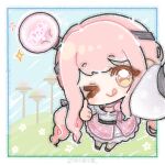  >_o 1girl :q ;q bare_legs bare_shoulders belt black_belt black_bow black_ribbon blue_sky bow bow_choker bowtie bra_strap brown_eyes chibi chinese_commentary choker closed_mouth commentary_request day eyes_visible_through_hair frilled_shirt frilled_skirt frills hair_bow hair_ornament hair_ribbon happy highres hill infinity_nikki layered_skirt light_blush light_bulb long_hair long_sleeves low_twintails medium_skirt nikki_(nikki) nikki_(series) off-shoulder_shirt off_shoulder one_eye_closed outdoors outside_border perfect_start_(infinity_nikki) pink_bow pink_bowtie pink_choker pink_hair pink_ribbon pink_skirt print_skirt print_sleeves puffy_long_sleeves puffy_sleeves ribbon selfie shirt shoes skirt sky smile snowflake_necklace snowflake_print solo sparkle tareme thumbs_up tongue tongue_out tress_ribbon twintails very_long_hair watermark wavy_hair weibo_watermark white_shirt white_shoes white_skirt xiaoyu_qixing 