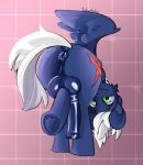 animal_genitalia animal_penis anus ass_up backsack balls big_penis blue_body butt colored cutie_mark digital_media_(artwork) equid equine equine_genitalia equine_penis erection fan_character feathered_wings feathers feral genitals green_eyes hair hasbro hi_res hooves looking_at_viewer looking_back looking_back_at_viewer male male_feral mammal my_little_pony mythological_creature mythological_equine mythology pattern_background pegasus penis presenting presenting_hindquarters puffy_anus quadruped shaded signature simple_background solo spread_wings tail twibinkie unguligrade upside_down white_hair white_tail wings