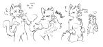 anthro breast_growth breasts clothing container cup digital_media_(artwork) domestic_cat duo felid feline felis female floof_(shaddockpummelo) fur gender_transformation growth hi_res holding_container holding_cup holding_object male mammal monochrome mtf_transformation nude oblivious open_mouth pineconepaladin sequence shirt simple_background sneeze surprised tail tongue tongue_out topwear transformation unaware_transformation white_background