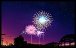  cloud fireworks highres no_humans original scenery sky star_(sky) starry_sky tamanegi twilight 