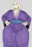 2026 2_horns anthro asian_clothing big_breasts boss_monster_(undertale) bovid breasts caprine claws cleavage clothed clothed_anthro clothed_female clothing curvy_figure digital_drawing_(artwork) digital_media_(artwork) dumbwitchyy east_asian_clothing eyelashes female female_anthro finger_claws fingers floppy_ears front_view fur goat hands_on_hips head_horn hi_res horn huge_breasts japanese_clothing kimono looking_at_viewer lop_ears mammal mature_anthro mature_female nipple_outline overweight overweight_anthro overweight_female portrait purple_clothing red_eyes smile solo thick_thighs three-quarter_portrait toriel undertale_(series) voluptuous voluptuous_anthro voluptuous_female white_body white_fur wide_hips
