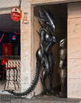 a_chance_encounter alien alien_(franchise) big_breasts breast_grab breasts duo exoskeleton female frill_(anatomy) hand_on_breast hi_res holding_breast humanoid kory_cromie larger_female male meme predator_(franchise) size_difference small_waist smaller_male tail thick_thighs wide_hips xenomorph yautja