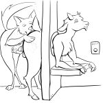 absurd_res anal balls bent_over duo eyes_closed genitals hand_on_butt hi_res horn licking looking_pleasured male male/male masturbation oral penis rimming rimming_male sex standing through_wall tongue