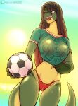 2026 5_fingers abs accessory anthro athletic athletic_anthro athletic_female ball beach bikini bikini_bottom biped bodily_fluids breasts brown_eyes brown_hair clothing collarbone colored curvy_figure dreadlocks english_text eye_through_hair eyebrows eyelashes fangs female female_anthro fingers glistening glistening_body green_body green_clothing green_scales hair hair_down happy hi_res holding_ball holding_object hourglass_figure jewelry ki_ko light lizard long_hair long_tail marik_azemus34 markings mexican mexico multicolored_body multicolored_scales nationality navel open_mouth outside patreon piercing pinup pose red_clothing red_swimwear reptile scales scalie shaded simple_background simple_shading sketch sky smile soccer soccer_ball soccer_jersey solo sport sun sunlight sweat swimming_trunks swimwear tail teeth text thick_thighs toned_body toned_female tongue tongue_piercing translucent translucent_hair tribal tribal_markings tugging tugging_clothing two-piece_swimsuit url water wet wet_body wet_clothing wide_hips world_cup yellow_body yellow_scales