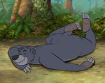  anthro baloo bear disney jungle_book looking_at_viewer male mammal on_stomach pose solo tail 