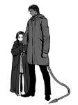  age_difference androgynous azazel_(marvel) barefoot marvel monochrome riptide shy size_difference tail x-men young younger 