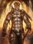  abs bulge cat cheetah cheetahpaws feline gloves male mammal muscles pubes shawn_ye solo sword unconvincing_armor unconvincing_armour warrior weapon 